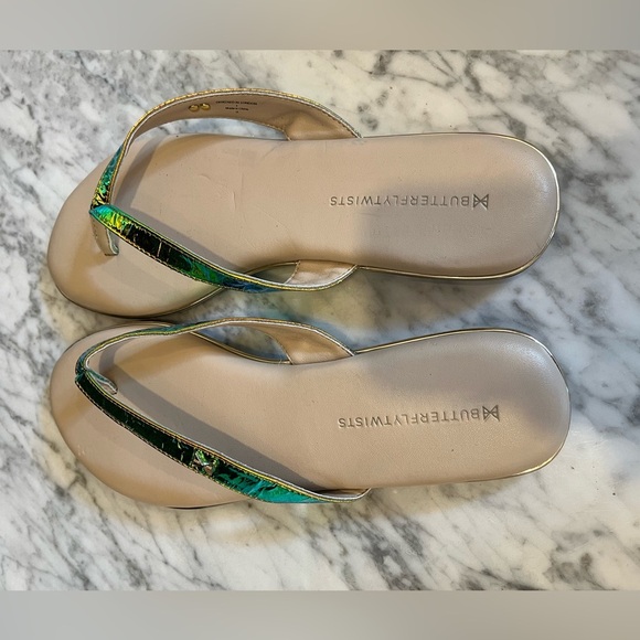 Butterflytwists flip flops, metallic rainbow and cream upper, Size 7 - Picture 6 of 6